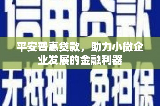 君山平安普惠贷款，助力小微企业发展的金融利器