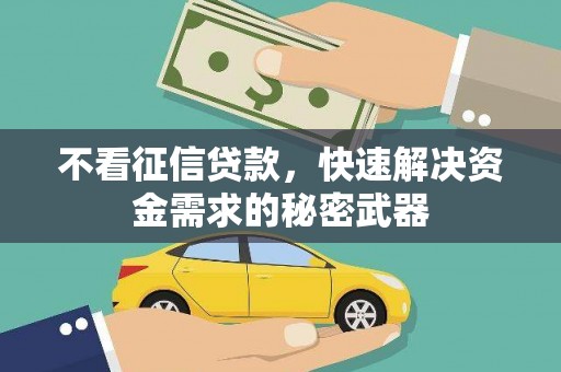 君山不看征信贷款，快速解决资金需求的秘密武器